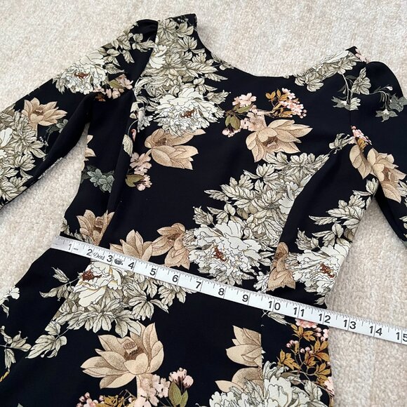 3 for $6 ASOS Stradivarius Black Floral Boho Summer Cocktail Mini Dress S - Picture 6 of 9